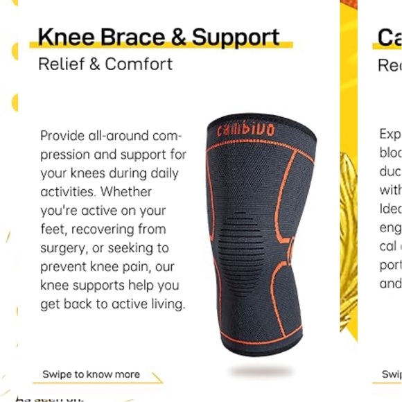 New CAMBIVO 2 Pack Knee Compression for Joint Pain Relief. - Picture 7 of 7